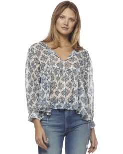 JODIE WOODBLOCK PEEKABOO PEASANT TOP
