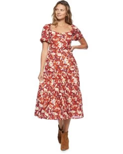 LOLETA FLORAL PRINT SMOCKED-BACK MIDI DRESS