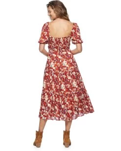 LOLETA FLORAL PRINT SMOCKED-BACK MIDI DRESS -Style Vibe Shop FA23DR5081W LOLETA SS SMOCKED BACK PANELED FLORAL MAXI DRESS WOMENS DRESSES 048