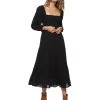 NORA SMOCKED MIDI DRESS -Style Vibe Shop FA23DR5100W NORA SS SMOCKED BODICE PANELED MIDI DRESS WOMENS DRESSES 019