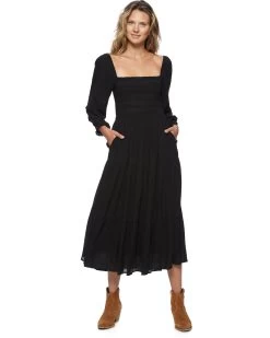 NORA SMOCKED MIDI DRESS 13 NORA SMOCKED MIDI DRESS -Style Vibe Shop FA23DR5100W NORA SS SMOCKED BODICE PANELED MIDI DRESS WOMENS DRESSES 026