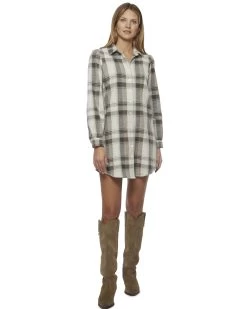 HERO PLAID KNIT BUTTON-FRONT MINI DRESS