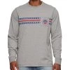 LOGO ICON STRIPED CREWNECK TEE -Style Vibe Shop FA23KT1733 LOGO ICON STRIPED W POCKET LS CREWNECK GREY HEATHER 002
