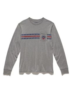 LOGO ICON STRIPED CREWNECK TEE -Style Vibe Shop FA23KT1733 LOGO ICON STRIPED W POCKET LS CREWNECK GREY HEATHER 004
