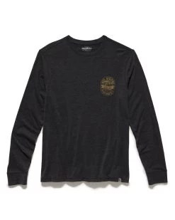 BIG MOOSE WHISKEY CREWNECK TEE -Style Vibe Shop FA23KT1745 BIG MOOSE WHISKEY LS CREWNECK CHARCOAL HEATHER 004