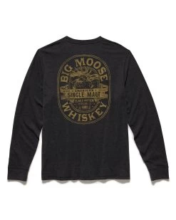 BIG MOOSE WHISKEY CREWNECK TEE -Style Vibe Shop FA23KT1745 BIG MOOSE WHISKEY LS CREWNECK CHARCOAL HEATHER 006