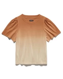 WILLAMINA DIP DYE FLUTTER SLEEVE TEE -Style Vibe Shop FA23KT7077W CAMEL 018 1