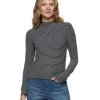 ALEENE RIBBED LETTUCE-EDGE TOP 1 ALEENE RIBBED LETTUCE-EDGE TOP -Style Vibe Shop FA23KT7080W CHARCOAL ALEENE RIBBED LETTUCE EDGE TOP WOMENS LS KNITS 003