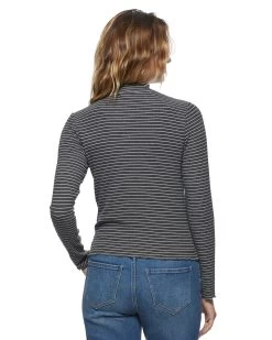 ALEENE RIBBED LETTUCE-EDGE TOP -Style Vibe Shop FA23KT7080W CHARCOAL ALEENE RIBBED LETTUCE EDGE TOP WOMENS LS KNITS 019