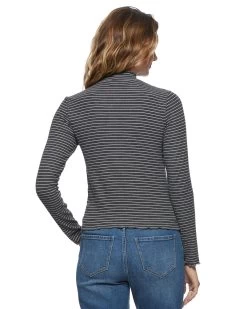 ALEENE RIBBED LETTUCE-EDGE TOP -Style Vibe Shop FA23KT7080W CHARCOAL ALEENE RIBBED LETTUCE EDGE TOP WOMENS LS KNITS 025