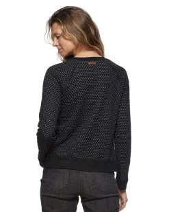 VICTORIA REVERSIBLE PULLOVER 14 VICTORIA REVERSIBLE PULLOVER -Style Vibe Shop FA23KT7081W BLACK VICTORIA LS REVERSIBLE POLKA DOT STRIPED PULL OVER WOMENS LS KNITS 035