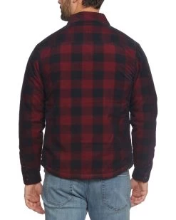 BRYANT SHERPA-LINED CORDUROY SHIRT JACKET 7 BRYANT SHERPA-LINED CORDUROY SHIRT JACKET -Style Vibe Shop FA23OW1503 BRYANT CORDUROY SHERPA LINED SHIRT JACKET RED BLACK 852