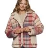 OAKLYN PLAID SHERPA SHIRT JACKET -Style Vibe Shop FA23OW6023W OAKLYN SHERPA PLAID JACKET WOMENS OUTERWEAR 013
