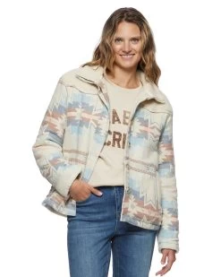 FALLON SOUTHWESTERN PRINT SHERPA-LINED SHIRT JACKET