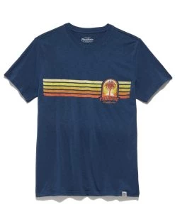 PARADISE PALMS SLUB TEE -Style Vibe Shop FA23SS1242 PARADISE PALM SS TEE NAVY 004