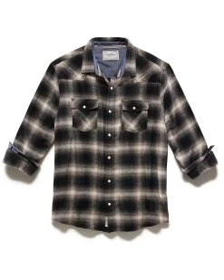 HILLARD HERRINGBONE WESTERN SHIRT 8 HILLARD HERRINGBONE WESTERN SHIRT -Style Vibe Shop FA23WS1021V HILLARD LS HERRINGBONE WESTERN SHIRT BLACK WHITE 004