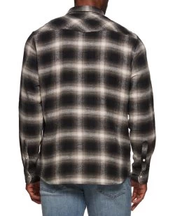 HILLARD HERRINGBONE WESTERN SHIRT 9 HILLARD HERRINGBONE WESTERN SHIRT -Style Vibe Shop FA23WS1021V HILLARD LS HERRINGBONE WESTERN SHIRT BLACK WHITE 004 1