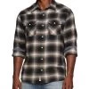 HILLARD HERRINGBONE WESTERN SHIRT 2 HILLARD HERRINGBONE WESTERN SHIRT -Style Vibe Shop FA23WS1021V HILLARD LS HERRINGBONE WESTERN SHIRT BLACK WHITE 010