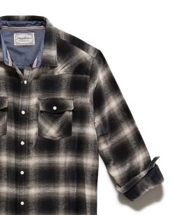 HILLARD HERRINGBONE WESTERN SHIRT 10 HILLARD HERRINGBONE WESTERN SHIRT -Style Vibe Shop FA23WS1021VV HILLARD LS HERRINGBONE WESTERN SHIRT BLACK WHITE 004