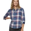 LAUREL INDIGO-DYED SHIRT 1 LAUREL INDIGO-DYED SHIRT -Style Vibe Shop FA23WS1235W LAUREL LS INDIGO DYED PLAID SHIRT WOMENS LS WOVEN SHIRTS 043