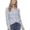 SUTTON VINTAGE SOFT SHIRT -Style Vibe Shop FA23WS1238W LS PLAID BURNOUT SHIRT PALE BLUE WHITE 123