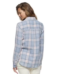 SUTTON VINTAGE SOFT SHIRT -Style Vibe Shop FA23WS1238W SUTTON LS PLAID BURNOUT SHIRT WOMENS LS WOVEN SHIRTS 012