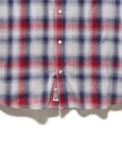 NASH SLUB WESTERN SHIRT -Style Vibe Shop FA23WS1566V NASH LS WESSTERN SHIRT RED WHITE NAVY 009 1