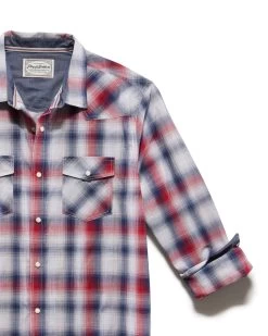 NASH SLUB WESTERN SHIRT -Style Vibe Shop FA23WS1566V NASH LS WESTERN SHIRT RED WHITE NAVY 009 1