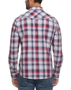 NASH SLUB WESTERN SHIRT -Style Vibe Shop FA23WS1566V WESTERN SHIRT NAVY RED WHITE 010