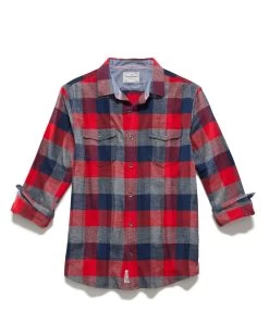 FLETCHER FLANNEL SHIRT 9 FLETCHER FLANNEL SHIRT -Style Vibe Shop FA23WS1610 FLETCHER LS BOX PLAID DOUBLE POCKET FLANNEL SHIRT RED NAVY CHARCOAL 004