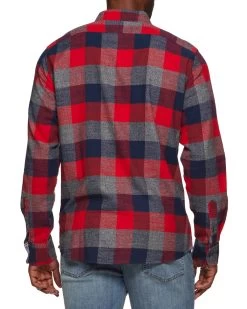 FLETCHER FLANNEL SHIRT 11 FLETCHER FLANNEL SHIRT -Style Vibe Shop FA23WS1610 FLETCHER LS BOX PLAID DOUBLE POCKET FLANNEL SHIRT RED NAVY CHARCOAL 008