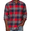 FLETCHER FLANNEL SHIRT 2 FLETCHER FLANNEL SHIRT -Style Vibe Shop FA23WS1610 FLETCHER LS BOX PLAID DOUBLE POCKET FLANNEL SHIRT RED NAVY CHARCOAL 017