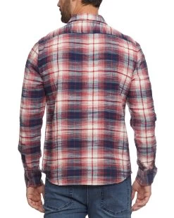 PATTERSON STRETCH FLANNEL SHIRT -Style Vibe Shop FA23WS1632 LINTON LS DOUBLE POCKET FLANNEL SHIRT NAVY RED WHITE 161 1