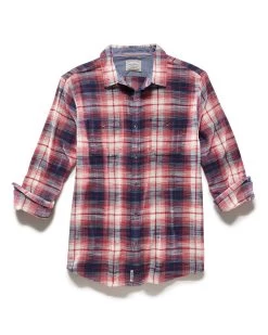 PATTERSON STRETCH FLANNEL SHIRT -Style Vibe Shop FA23WS1632 PATTERSON LS STRETCH DOUBLE POCKET FLANNEL SHIRT NAVY RED WHITE 005 1