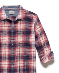 PATTERSON STRETCH FLANNEL SHIRT -Style Vibe Shop FA23WS16332 PATTERSON LS STRETCH DOUBLE POCKET FLANNEL SHIRT NAVY RED WHITE 005 1