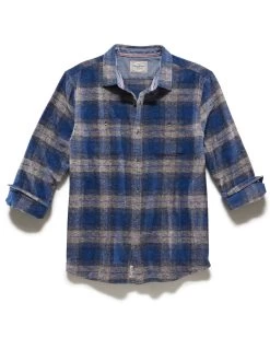 LINDEN FLANNEL SHIRT -Style Vibe Shop FA23WS1634 LINDEN LS DOUBLE POCKET FLANNEL SHIRT NAVY GREY 003