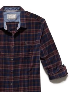 OLIVER STRETCH FLANNEL SHIRT 13 OLIVER STRETCH FLANNEL SHIRT -Style Vibe Shop FA23WS1685 OLIVER LS STTRETCH DOUBLE POCKET FLANNEL SHIRT NAVY BROWN 005 1