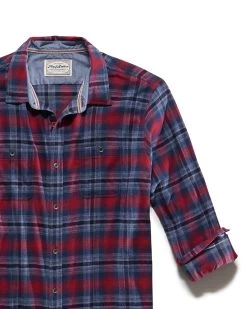 PENTON STRETCH FLANNEL SHIRT -Style Vibe Shop FA23WS1686 PENTON LS STRETCH DOUBLE POCKET FLANNEL SHIRT NAVY RED 005 1