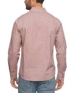 ALFRED LEAF PRINT VINTAGE WASHED SHIRT -Style Vibe Shop FA23WS1695 TOVEY LS VINTAGE WASH LEAF PRINT DOUBLE POCKET SHIRT MAUVE 911 1