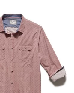 ALFRED LEAF PRINT VINTAGE WASHED SHIRT -Style Vibe Shop FA23WS1695 TOVEYY LS VINTAGE WASH LEAF PRINT DOUBLE POCKET SHIRT MAUVE 003 1