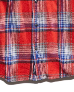 CONROE FLANNEL SHIRT -Style Vibe Shop FA2s2WS824 CONROE LS DOUBLE POCKET FLANNEL SHIRT RED BLUE WHITE 003