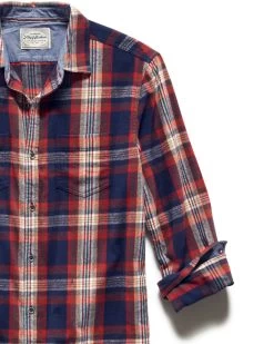 RUSTON FLANNEL SHIRT 11 RUSTON FLANNEL SHIRT -Style Vibe Shop HO20WS094 RUSTON LS DOUBLE PlOCKET FLANNEL SHIRT NAVY RED BROWN 133