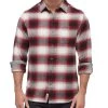 RIVERDALE OMBRE FLANNEL SHIRT -Style Vibe Shop HO21WS034 RED CHARCOAL WHITE 106