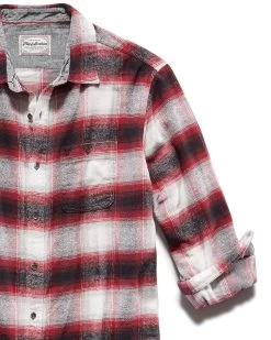 RIVERDALE OMBRE FLANNEL SHIRT 9 RIVERDALE OMBRE FLANNEL SHIRT -Style Vibe Shop HO21WS034 RRIVERDALE LS OMBRE PLAID FLANNELSHIRT RED WHITE CHARCOAL 006