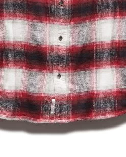 RIVERDALE OMBRE FLANNEL SHIRT 10 RIVERDALE OMBRE FLANNEL SHIRT -Style Vibe Shop HO21WS034 RIVERDALE LS OMBRE PLAID FLANNELSHIRT RED WHITE CHARCOAL 006