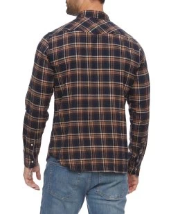 SHOREWOOD WESTERN FLANNEL SHIRT -Style Vibe Shop HO22WS1018 SHOREWOOD LS FLANNEL WESTERN SHIRT NAVY BROWN 006 c6f5f99e eda3 4f2b b033 e3bc5d016529