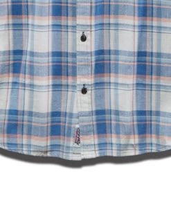 WELLINGTON VINTAGE WASHED SHIRT -Style Vibe Shop HO22WS854 WELLINGTON LS sVINTAGE WASH SHIRT BLUE CREAM CORAL 009