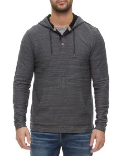 RILEY TEXTURED TERRY HOODED HENLEY