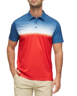 BANDON OMBRE PERFORMANCE POLO -Style Vibe Shop M COREKT1463 RED COMBO 005