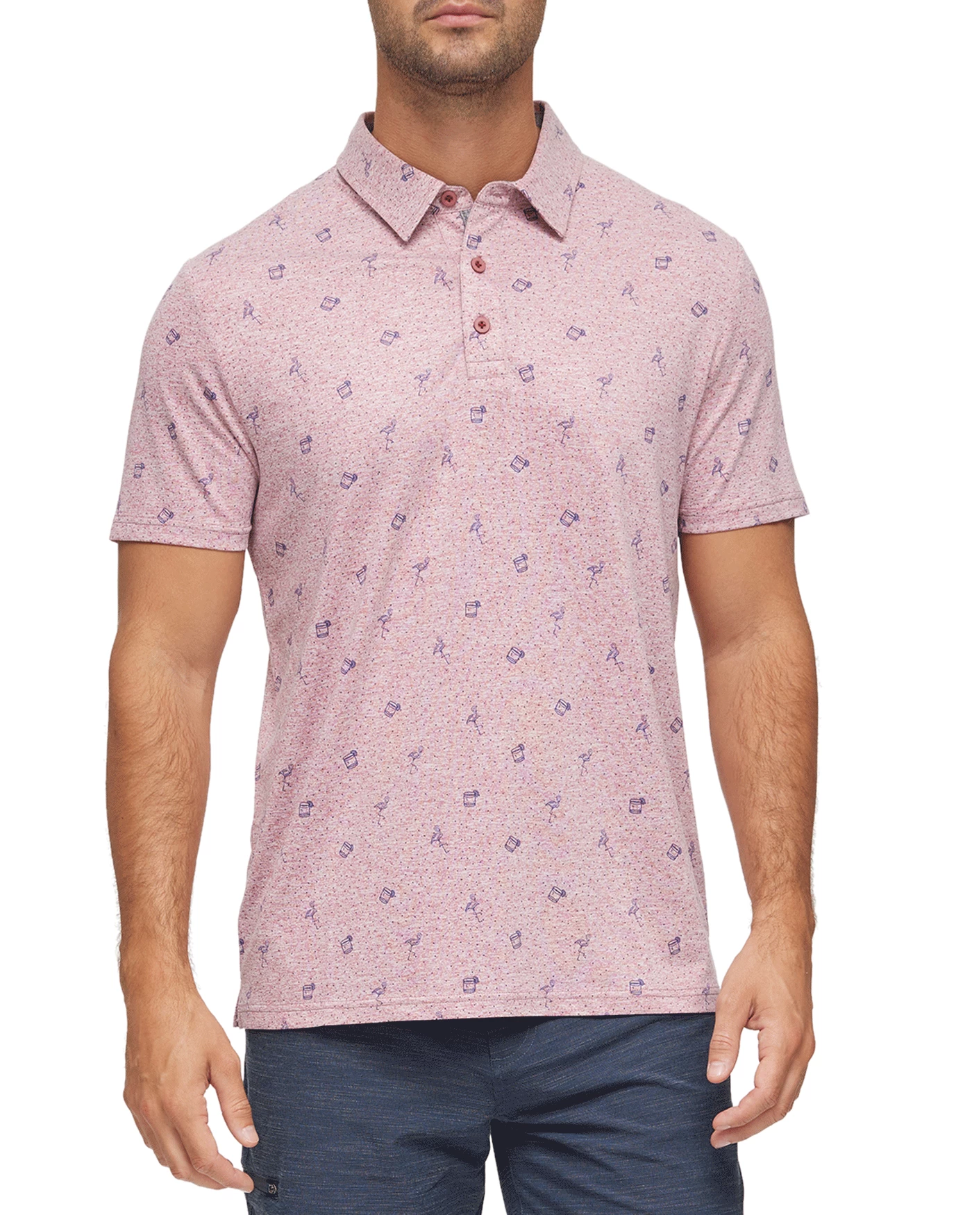 BEAUFORT FLAMINGO PRINT PERFORMANCE POLO (FINAL SALE) 3 BEAUFORT FLAMINGO PRINT PERFORMANCE POLO (FINAL SALE)